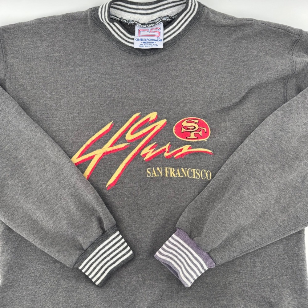 Vintage Crable Sportswear San Francisco 49ers Sweatshirt Grey Mens Medium USA